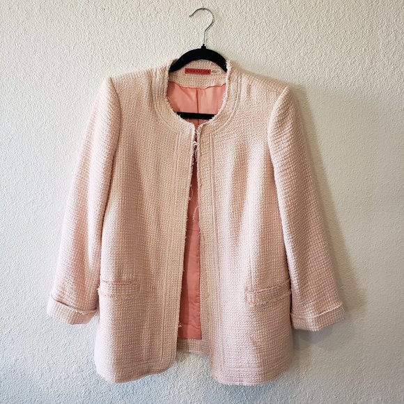 ALICE + OLIVIA Tweed Blazer Jacket Frayed Sz M - Picture 3 of 8